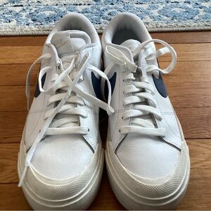 Nike Men’s White Low-Top Sneakers with Navy Swoosh